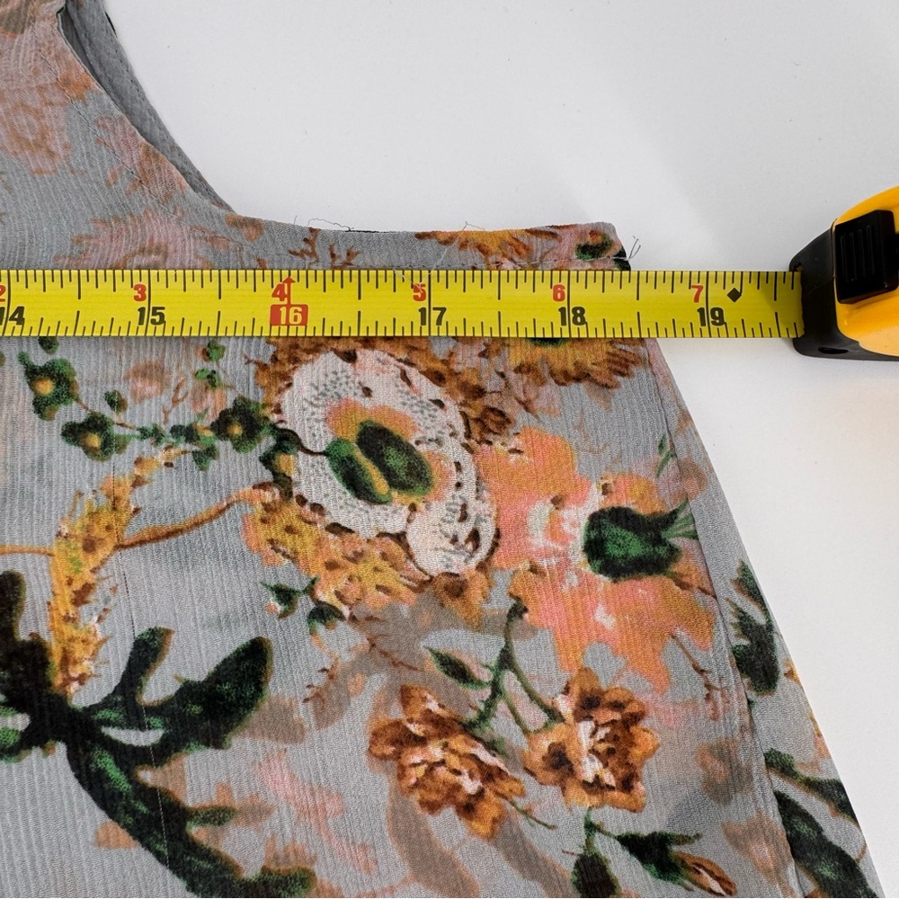 Anthropologie Maeve Magda‎ Gauze Floral Handkerchief Tunic Top Size Small Gray - Picture 8 of 10